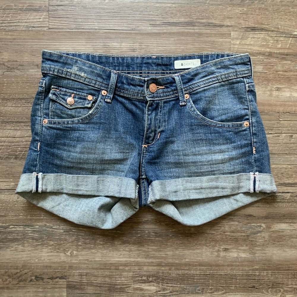 H&M Dark Blue Rolled Hem Denim Jean Shorts